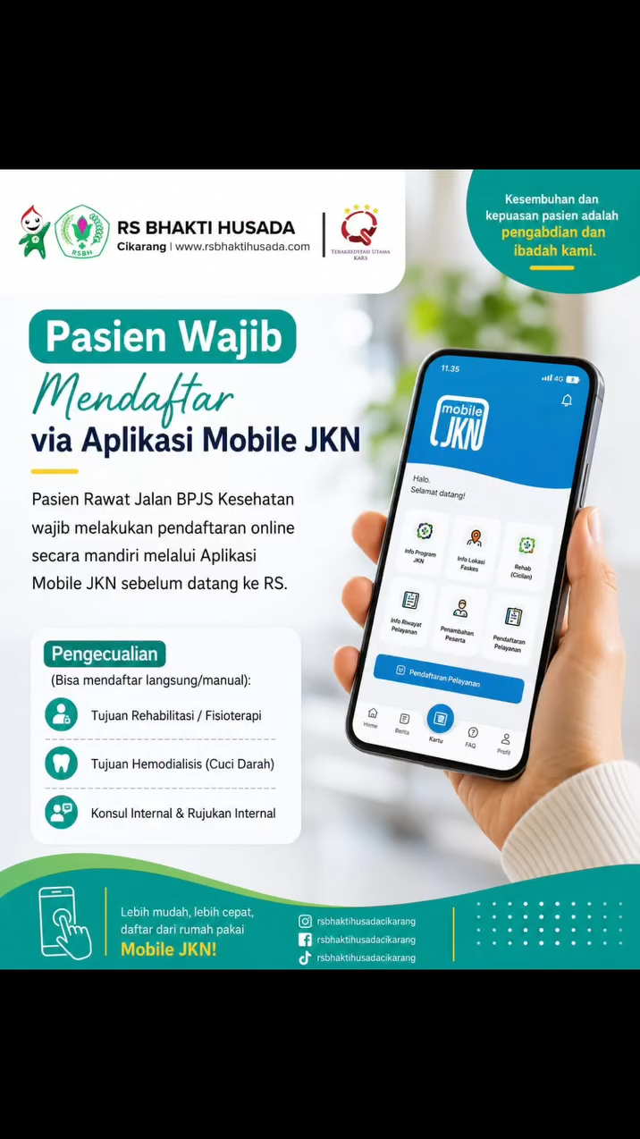 Alur Pendaftaran Rawat Jalan Pasien BPJS Kesehatan via Mobile JKN RS Bhakti Husada Cikarang